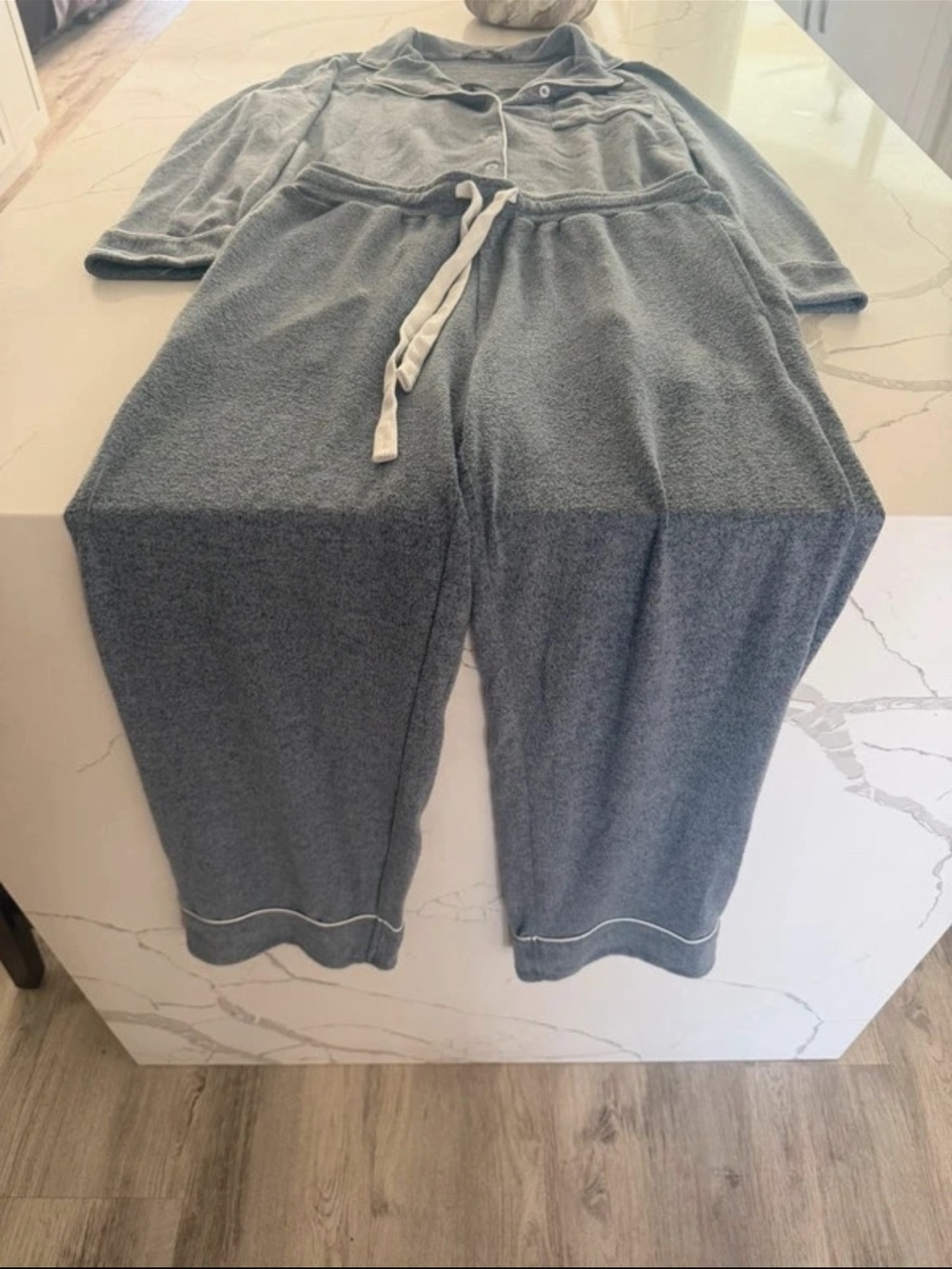 Pajama Set with Button-Front Top and Drawstring Pants - Picture 2 of 3
